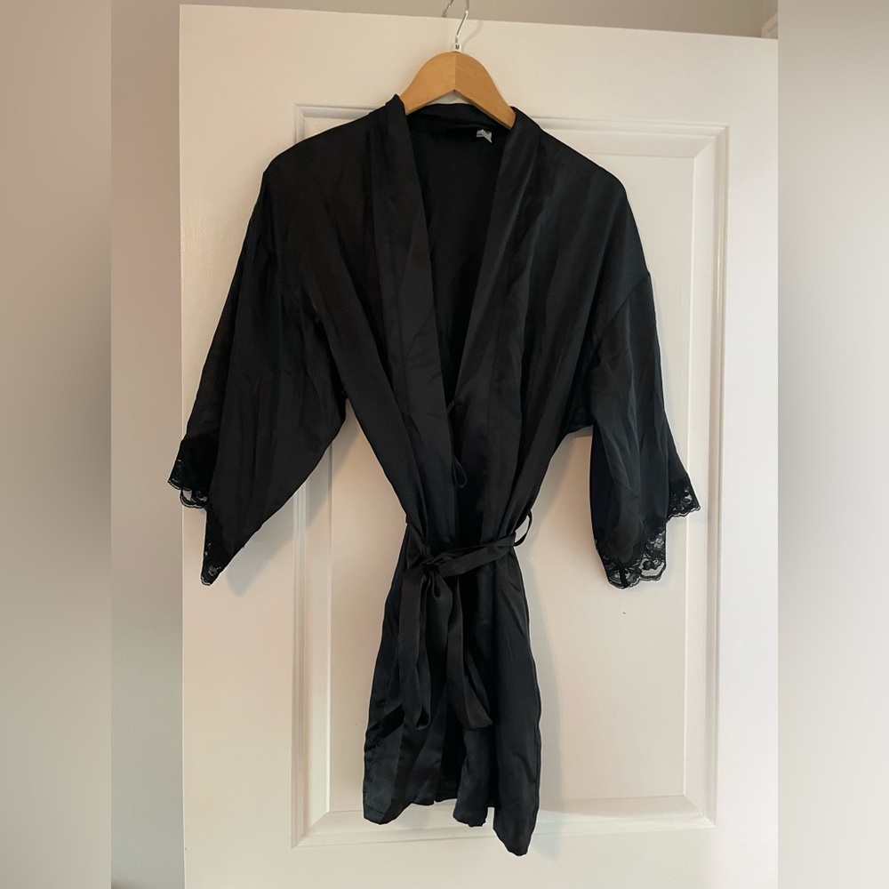 Black Satin Robe S/M Fredricks